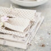 Dots ~ Swedish Grey or Gustavian Grey on Cream Linen - Image 2
