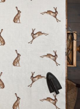 French Hares ~ Fudge on Cream Linen