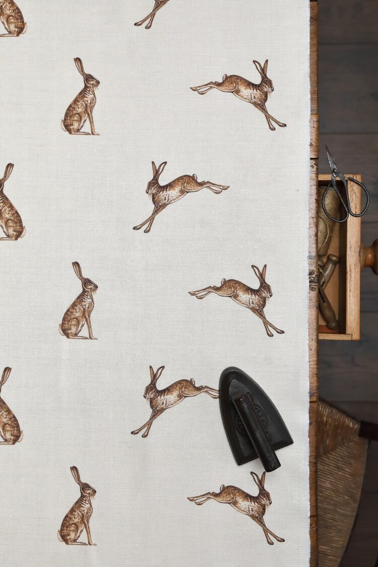 French Hares ~ Fudge on Cream Linen