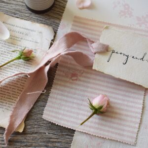 Bee Pinstripe ~ Antique Dusty Pink Cream Linen