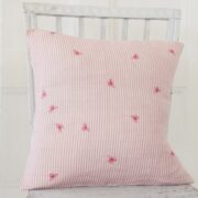 Bee Pinstripe ~ Raspberry & Rose on Ivory Linen - Image 3