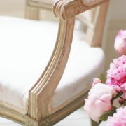Georgian Trellis ~ Antique Powder Pink on Cream Linen - Image 3