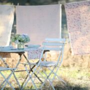 Bee Pinstripe ~ Antique Dusty Pink Cream Linen - Image 4