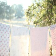 Bee Pinstripe ~ Antique Dusty Pink Cream Linen - Image 5