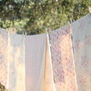 Bee Pinstripe ~ Antique Dusty Pink Cream Linen - Image 7