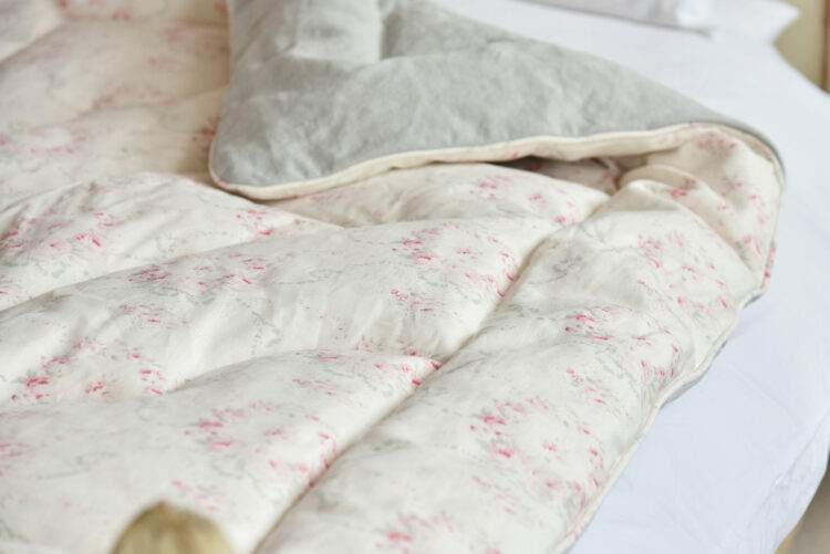 Mathilde ~ French Blossom & Jade on Pure White Linen NEW BATCH FOR SALE £55pm