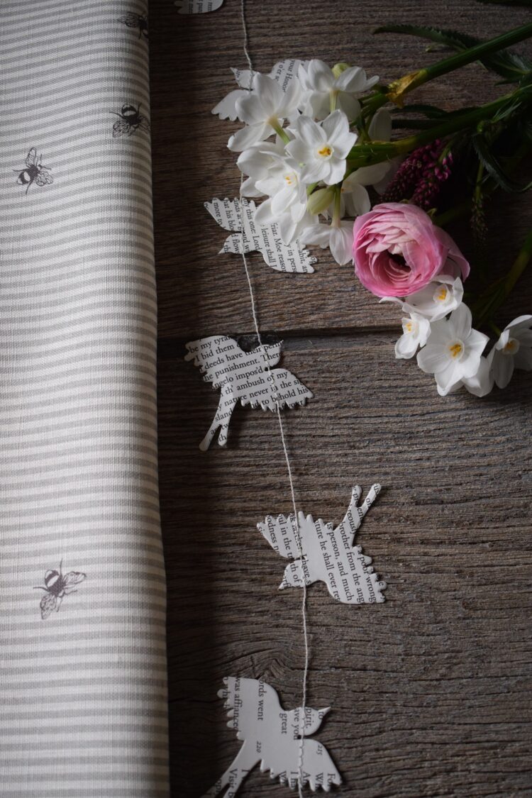 Bee Pinstripe ~ Swedish Grey & Charcoal on Ivory Linen