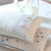 Bee Pinstripe ~ Sky on Ivory Linen - Image 3