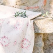 Mathilde ~ Rose & Sea Glass on Double Cream Linen NEW - Image 3