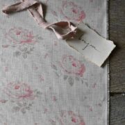 Georgian Roses ~ Antique Powder Pink & Dove on Cream Linen - Image 3