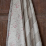 Georgian Roses ~ Antique Powder Pink & Dove on Cream Linen - Image 7