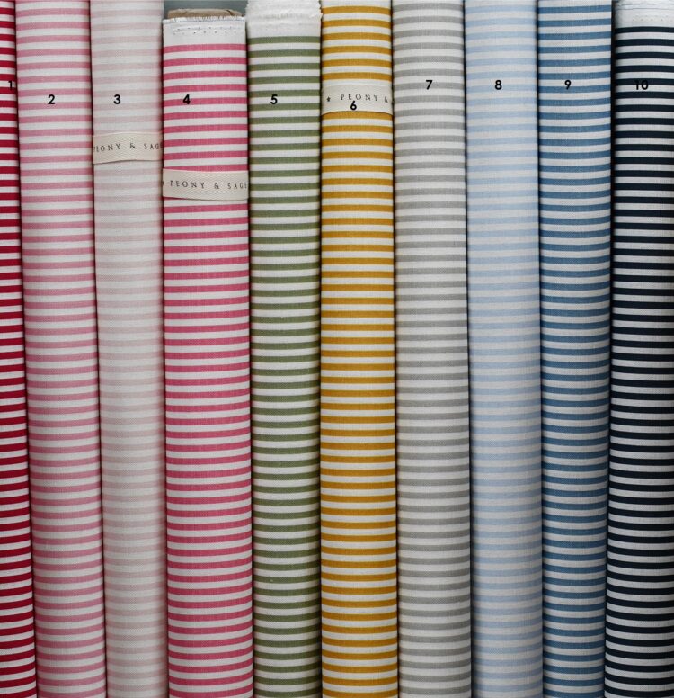 Eva Stripes ~ In our Signature Colours on White Linen Union