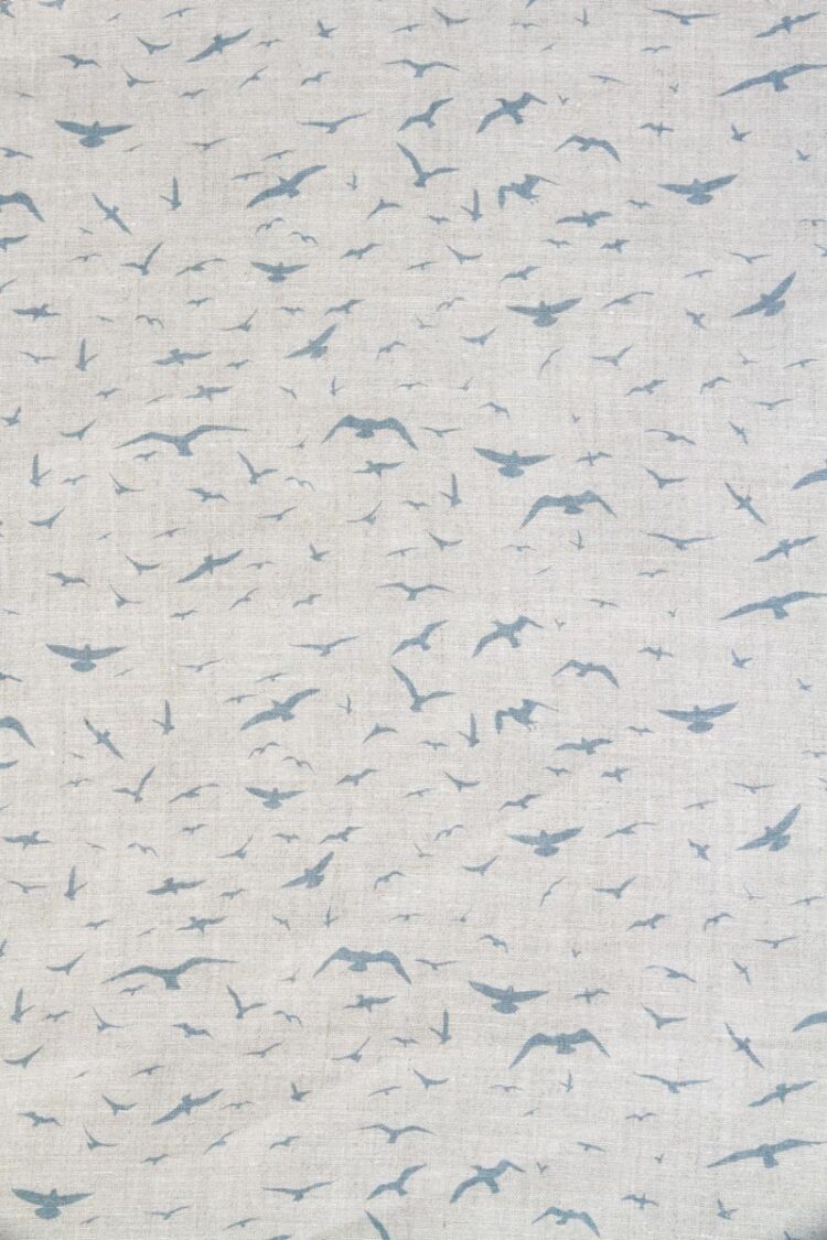Seagulls (Tiny) ~ Old Blue on Stone Linen