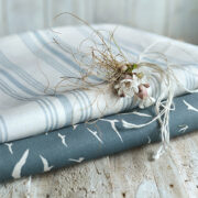 Seagulls ~ Storm Blue Background on Oatmeal Linen Union - Image 4