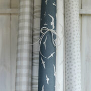 Seagulls ~ Storm Blue Background on Oatmeal Linen Union - Image 6