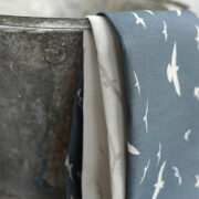 Seagulls ~ Storm Blue Background on Oatmeal Linen Union - Image 3
