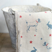 Best Friends ~ Gunmetal Blue & Red on Stone Linen - Image 3
