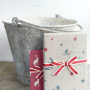 Best Friends ~ Gunmetal Blue & Red on Stone Linen - Image 4