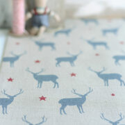 Stag All Star ~ Oxford Blue & Red on Oatmeal Linen Union - Image 4