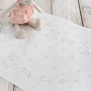 Rabbit All Star ~ Pink Stars on White Linen Union
