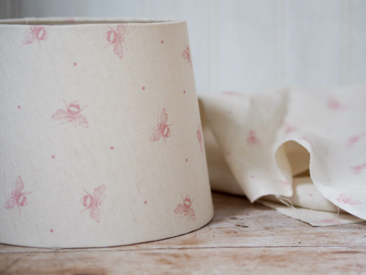 Busy Bees ~ Blush Pink on Ivory Linen
