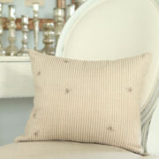 Bee Pinstripe ~ Dove & Olive on Ivory Linen - Image 4