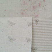 Bee Pinstripe ~ Dove & Olive on Ivory Linen - Image 3
