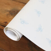 Busy Bees Wallpaper in Swedish Blue on White - Image 2