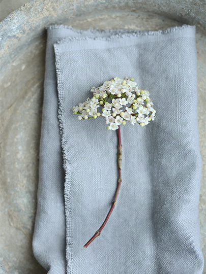 Slate Gray Chunky Stonewashed Linen Peony Sage