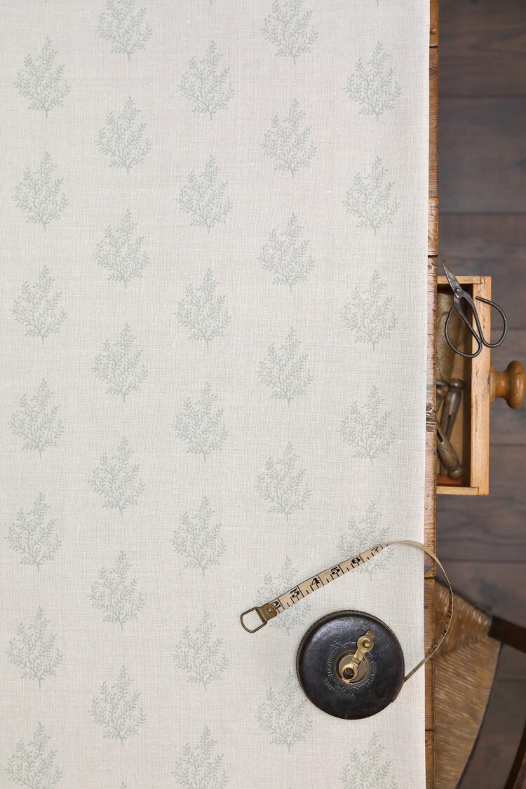 Olivia ~ Faded Blue Green on Stone Linen