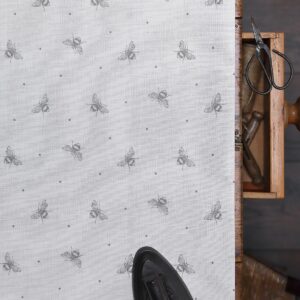 Busy Bees ~ Mink Grey on Cream Linen