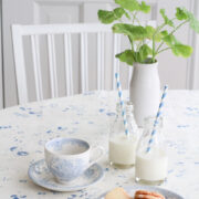 Lydia ~ Pottery Blue on Oyster White Linen - Image 4