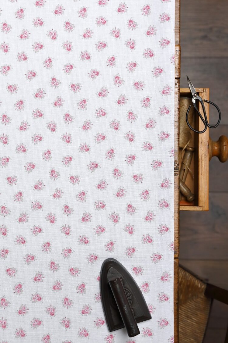 Posies ~ Ruby, Raspberry & Clay on Belgian White Linen ON SALE