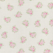 Posies Raspberry & Mint on White Linen - Image 2