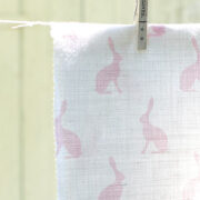 Mini Hares ~ Blush Pink on White Linen Union * - Image 4