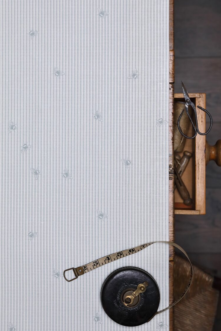 Bee Pinstripe ~ Heavy Seamist on Ivory Linen