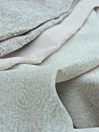 India ~ Heavy Rain Blotch Solid on Stone Linen - Peony & Sage