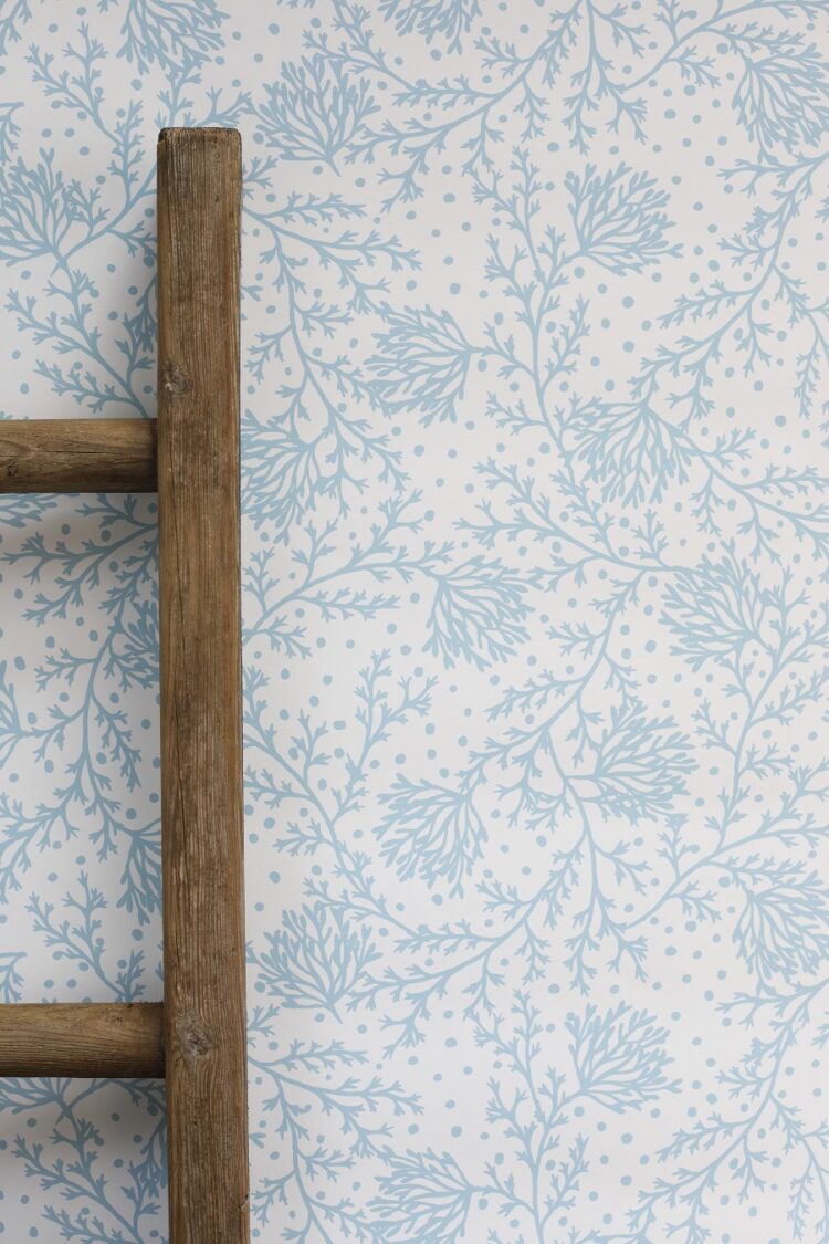 Fidra Large Cornish Blue on White Wallpaper