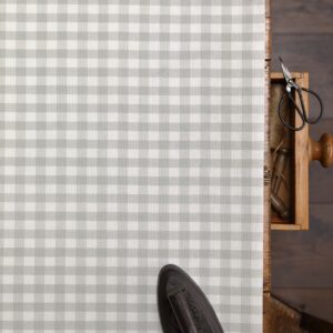 Check Small ~ Stone Grey on Ivory Linen