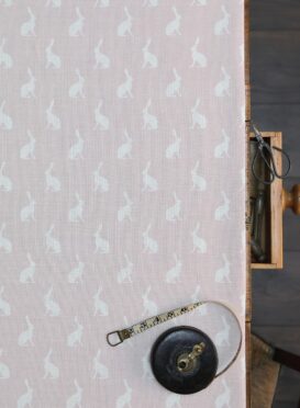 Hares (Mini) ~ Pale Pink Icing Blotch on Cream Linen