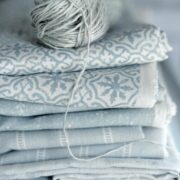 Jetty Stripe ~ Bamburgh Blue on Ivory Linen - Image 4