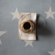 Large Vintage Cowboys ~ Stone Blue Background on Oatmeal Linen - Image 3