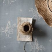 Vintage All Stars (Large) ~ Stone Blue Background on Oatmeal Linen - Image 4