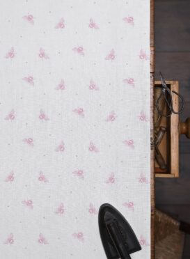 Busy Bees ~ Blush Pink on Ivory Linen