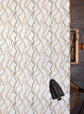 Ribbons Linen Sand Pink, Olive, Hay + Blue