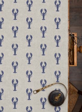 The Lobster Pot ~ Navy on Stone Linen