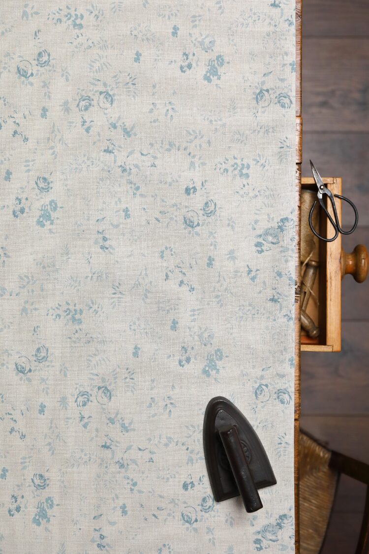 Lydia ~ French Shutter Blue on Stone Linen