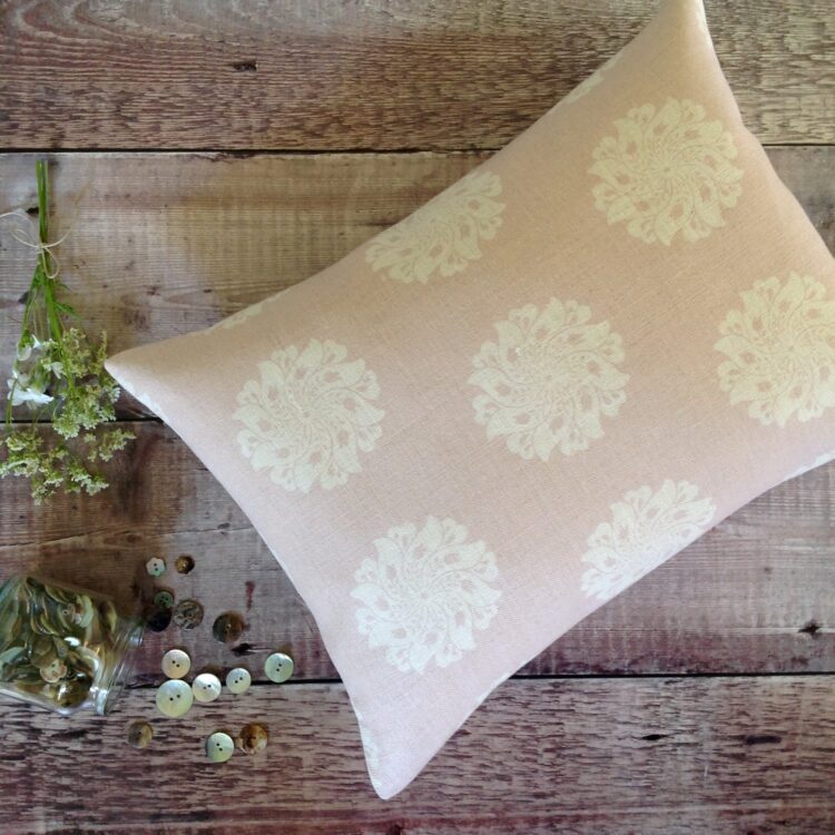 Zahara ~ Pale Pink Icing Background on Cream Linen*