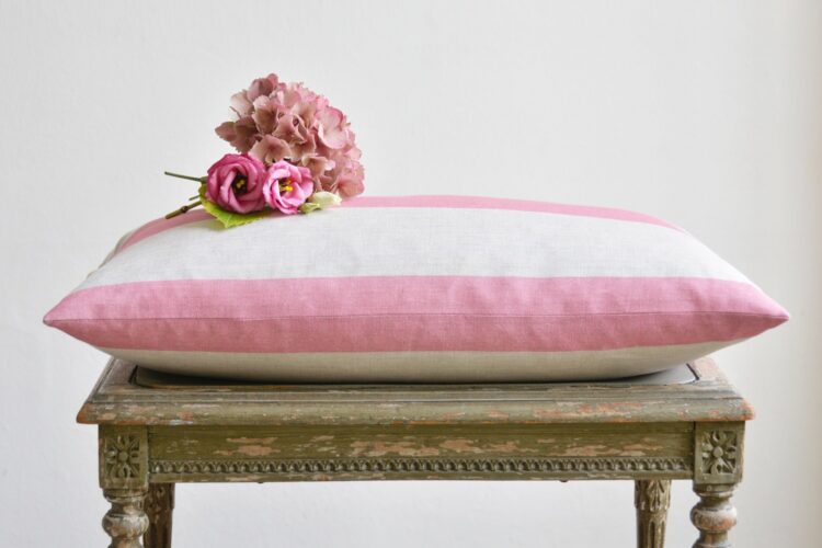 Stunning Handmade Oblong Squishy Extra Large Cherry Broadstripe Cushions (double sided) ~ £75.00