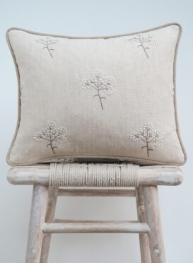 Stunning Handmade Hand Embroidered Cow Parsley Oblong Cushions ~ £95.00